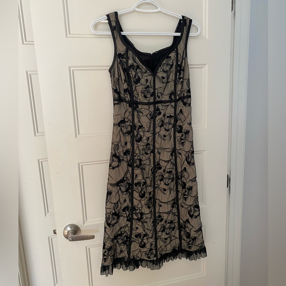 Cartise International vintage amazing sand/black mesh dress